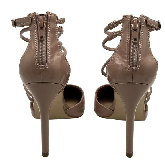 Steve Madden Womens 6M Ciena Pointed Toe Strappy Nude Heels Minimalist Stiletto - Picture 2 of 16